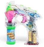 Bubble Gun Blower for Kids - Classic (Boys & Girls) | Toy Blaster + 2X Soap Solution Bottle + 3X AA Batteries | Futuristic Shooter with Internal Wand | Fun, Colorful | Indoor & Outdoor