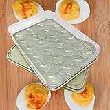 Deviled Egg Containers with Date Reminder, Snap-on Lid for Refrigerator - Hold 24 Shelled Eggs in...