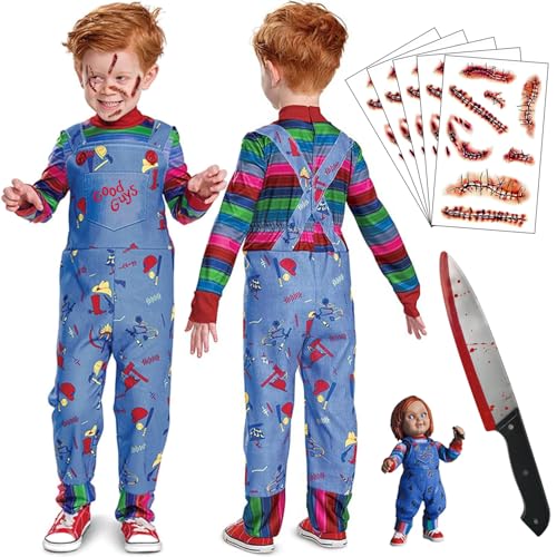 Disfraz Chucky para niños con accesorios y tatuajes miniatura 7