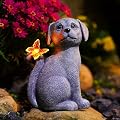 Nacome Solar Dog Outdoor Statues for Garden: Outside Decor with Butterfly Clearance for Yard Art Lawn Ornaments Patio Balcony Home House for Mom Grandma Women