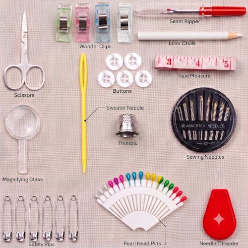 Image of ARTIKA Sewing Kit for Adults and Kids (94 PCS) - Small Beginner Set w /Multicolor Thread, Needles, Scissors, Thimble & Clips - Emergency Repair and Travel Kits - Sewing Accessories and Supplies