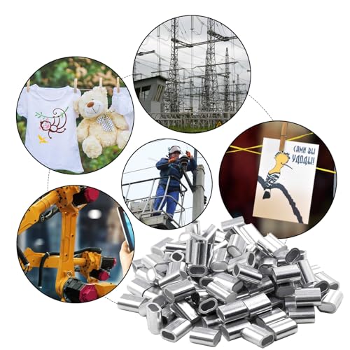 120 Stk Aluminiumhülse Ovale Presshülsen 3mm,Metallhülsen,Klemmhülsen,pressklemmen metallhülsen Aluminium Drahtseilklemmenfür Seile Draht Seilverbinder Stahlseil Drahtseil Kabel (3mm)