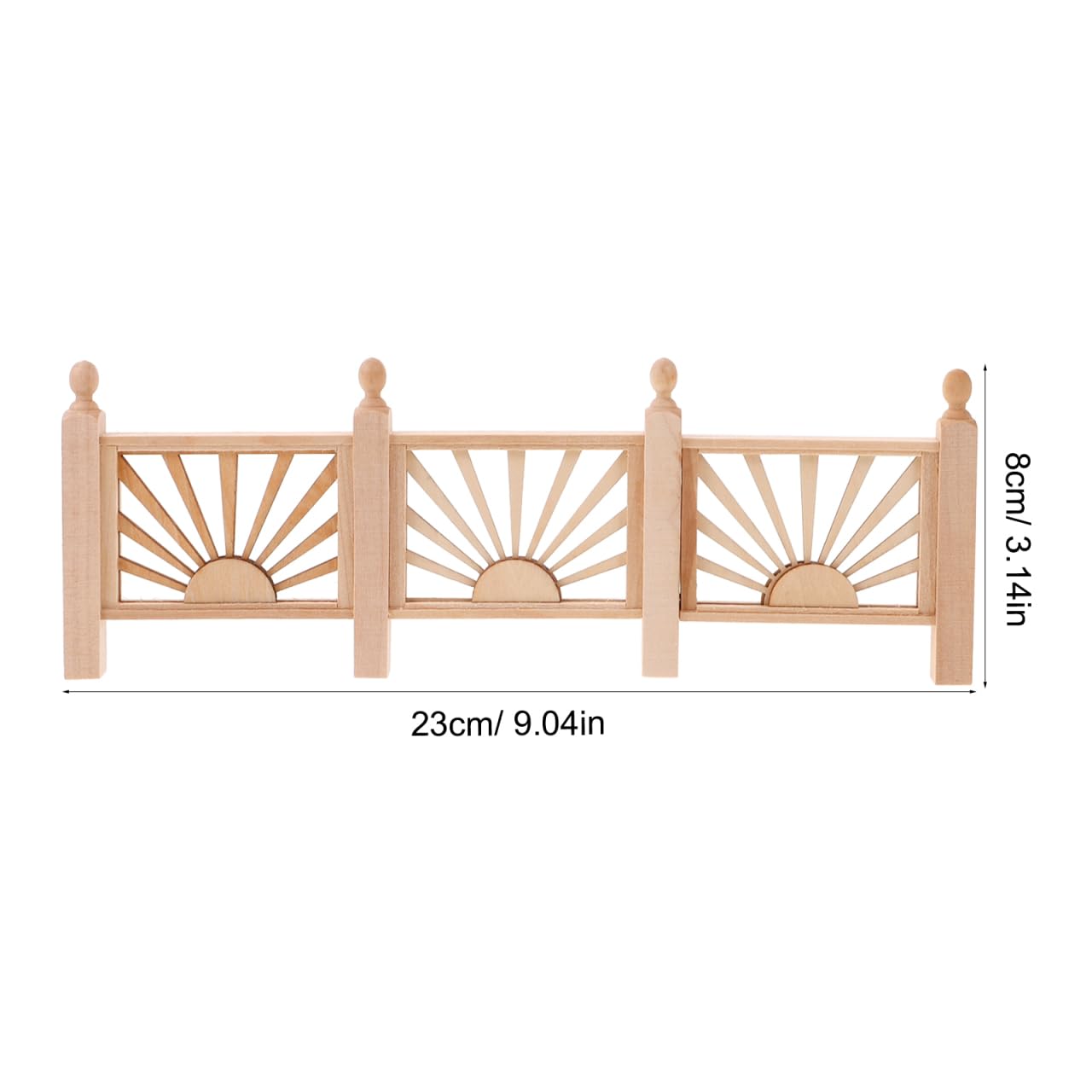 HEMOTON Mini Railing Model for Doll House 9.06In Wooden Fence Accessory Kids Play House Diy Craft Decoration - Image 3
