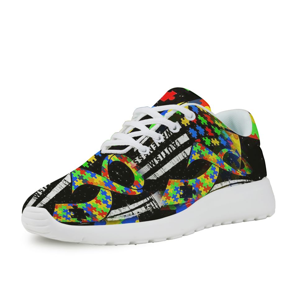 Autism Awareness Shoes for Women Men Trail Running Casual Fashion Sneakers Slip-on Tennis Shoes