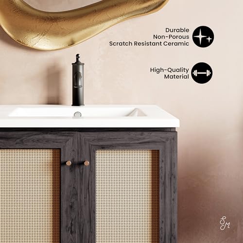 Image of Classe 24 inch Freestanding Bathroom Vanity in Black Oak with Sink Top