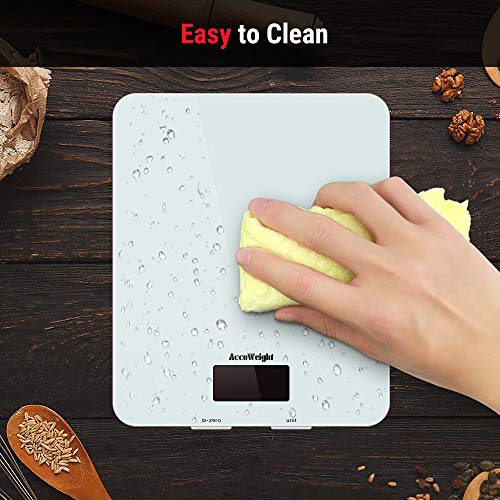 ACCUWEIGHT-Bascula-Digital-de-Cocina-con-Superficie-de-Vidrio-Templado-5kg11-lbs-Balanza-Alimentos-Multifuncional-con-Pantalla-LCD-para-Peso-de-Comida-Alta-Precision-hasta-1g-Blanco