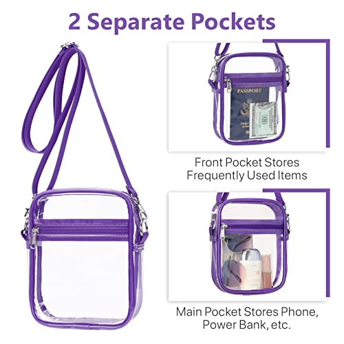 Image of PACKISM Clear Bag for Stadium Events - Clear Purses for Women Transparent Crossbody Messenger Bag for Concerts Game Day