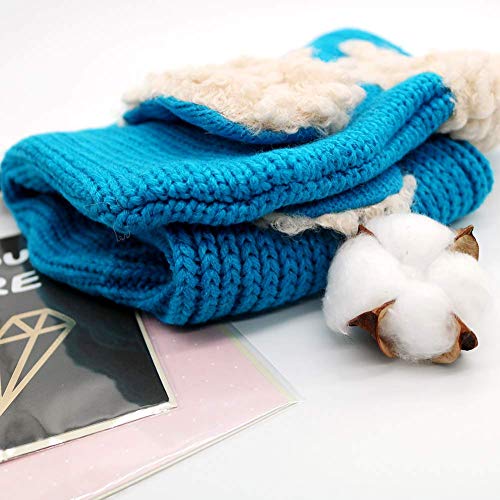 Baby Girls Boys Winter Knit Scarf Hat Warm Earflap Cap for Kids 6-36 Months Blue3
