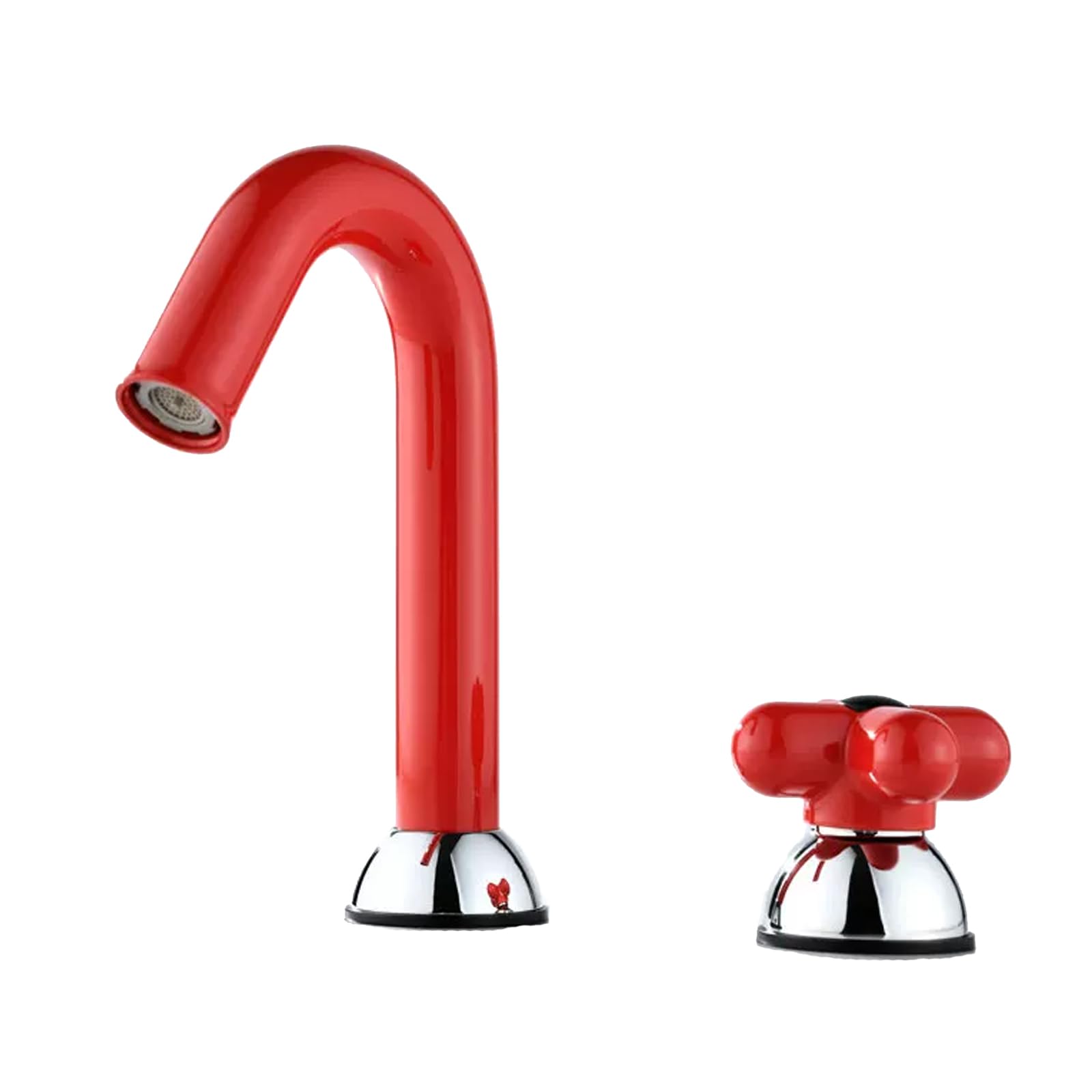 JRUIA Red Kitchen Faucet, 360° Swivel Single Handle Washbasin Faucet, Hot And Cold Water Supply, Two Water Flow Modes,Red
