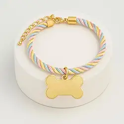 Coleira rosa para cães com nome e número personalizados (Algodão Doce-M- Ajustável 22 a 30 cm)