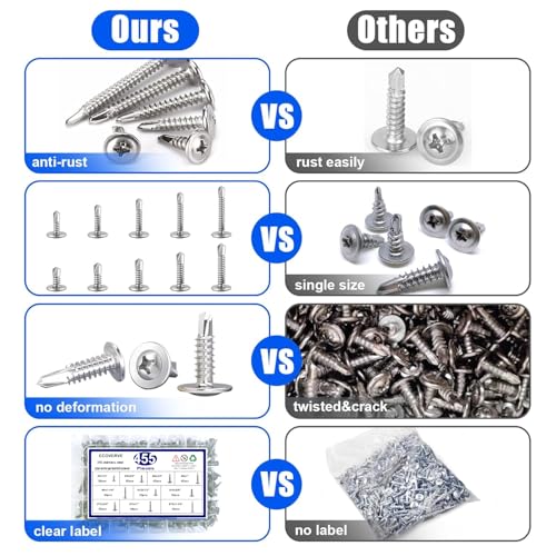 Kit 455 tornillos autoperforantes acero inoxidable miniatura 4