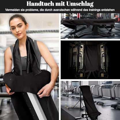 Pameil Fitness Handtuch 2er Set mit Reißverschluss Tasche, Sporthandtuch | 120x50cm+80x40cm | Mikrofaser Handtuch als leichtes, Kompaktes Strandtuch, Badetuch, Reisehandtuch, Gym Handtuch – Bild 4