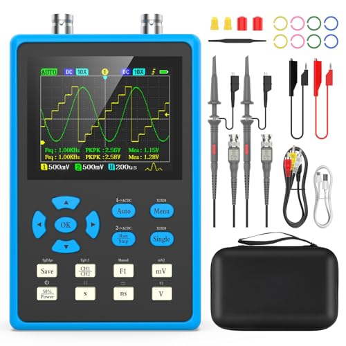 Image of Oscilloscope with 2 Channels 120Mhz Bandwidth, Digital Oscilloscope Signal Generator 500MSa /s Sampling Rate, Handheld Oscilloscope Kit 2.8 inch LCD Backlight Display&Waveform Storage&FFT Spectrum