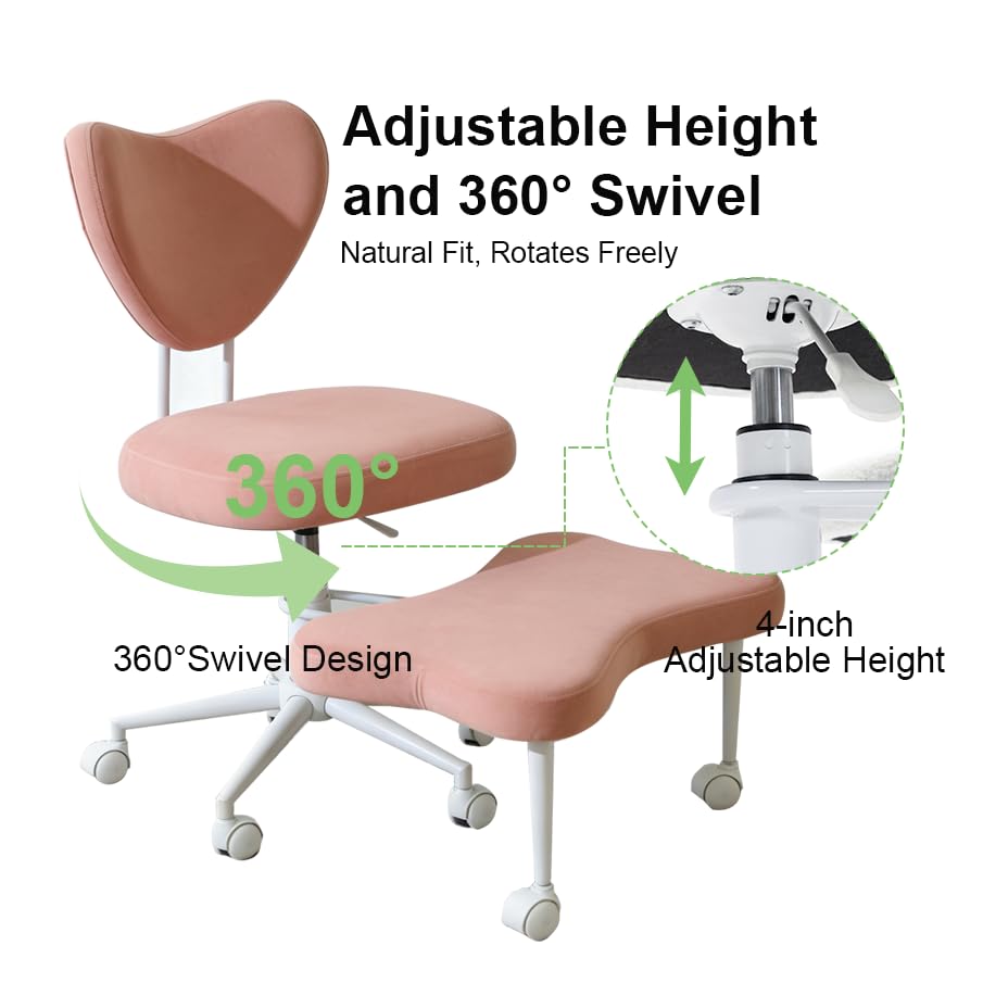 Image of Meditation Chair, Ergonomic Cross-Legged Seating Chair with Lumbar Support and Height-Adjustable Seat Cushion, Ideal for People Engaged in High-Intensity Office Work, Pink