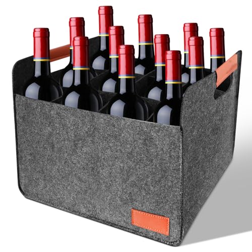DEECOZY Flaschenträger mit 12 Fächer, Filz Flaschentasche,...