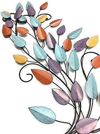 Bellaa 21987 Tree of Life Metal Wall Art Scroll Leaf Wall Decor 52 Inch