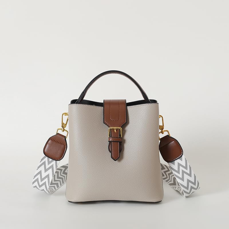 PU Leather Trendy Bucket Bag - Large Capacity All-Match Shoulder Bag Detachable Strap Soft Crossbody Bag Commute Handbag3