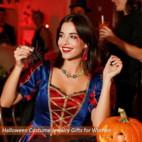 Maximalist Sacred Heart Charm Necklace for Women, Colorful Enamel Choker Collar, Halloween Costumes Jewelry Christmas Gifts, Chunky Funky Gold Renaissance Jewelry4