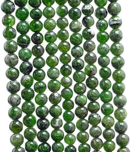 Kashish Gems & Jewels AAA Naturalne 1 sznur chromowanych diopsydów koraliki z kamieni szlachetnych do produkcji biżuterii, okrągłe koraliki 8 mm, chromowane diopsydy, gładkie, okrągłe luźne koraliki,