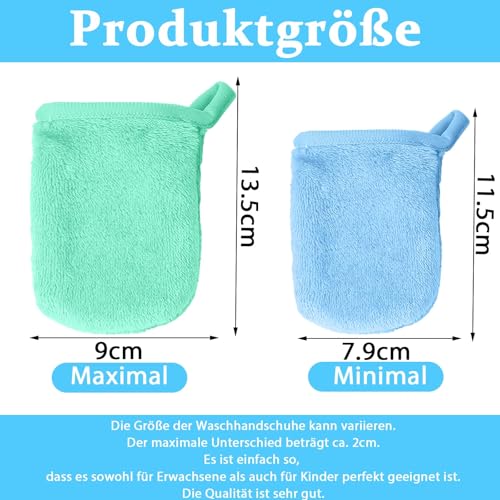 NISENTIA Waschhandschuhe Frottee, 6er Waschlappen Gesicht aus Flanell, Waschhandschuh Körper Baumwolle Bunt für Gesicht Körper Kinder & Erwachsene 11x8cm – Bild 3