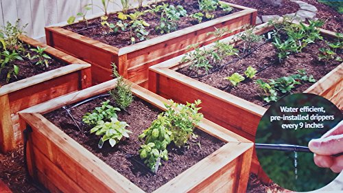 Vegetable Garden/Raised Planter Bed - Hydroponics/Drip Irrigation Watering Kit Up to Ten 5'ft Rows - Includes 50'ft 1/2" Tubing & 50'ft 1/4" Emitter Drip Line