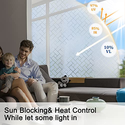 Coavas JD080400104-2 Window Privacy Film Non-Adhesive Privacy Window Film Frosted Glass Window Film Sun Blocking Window Film Heat Control Uv Blocking thumb #2