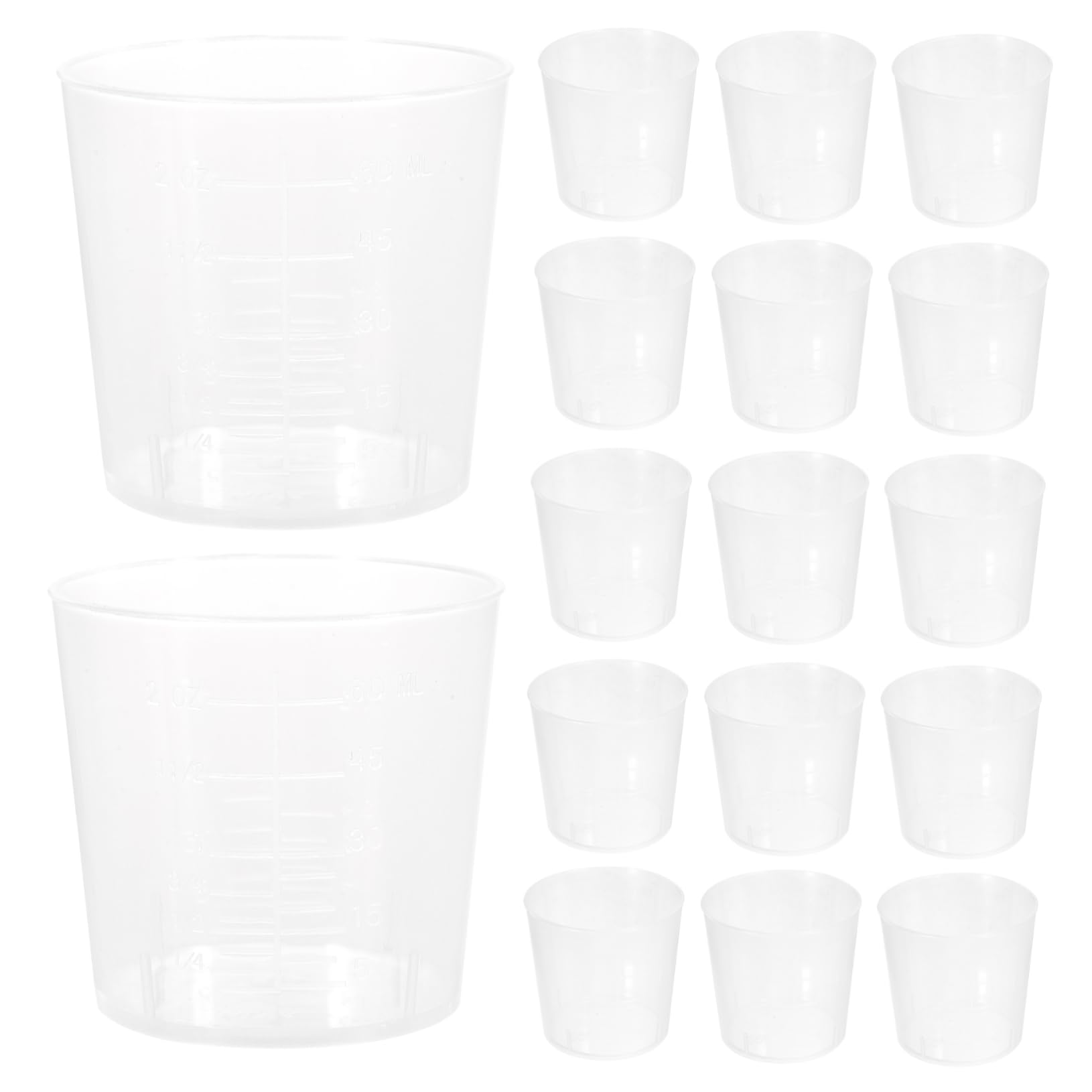 SOLUSTRE 20pcs Cute Milliliter Measuring Cups Graduated Liquid Paint Lab Beakers Easy Handle Plastic Containers Lightweight Wide Mouth for Easy Cleaning