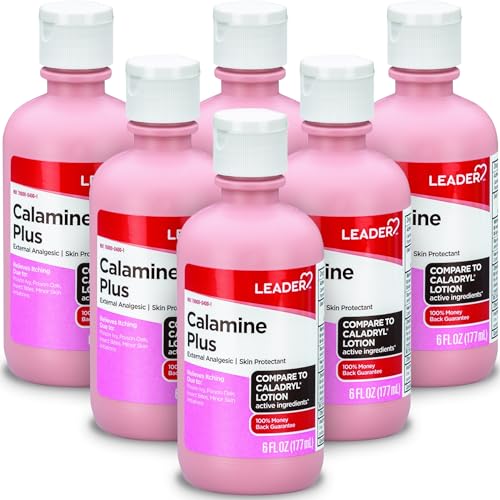 Image of LEADER Calamine Anti-Itch Lotion, Medicated External Analgesic Skin Protectant Lotion for Fast-Acting Itch Relief, Poison Ivy, Insect Bites, Chicken Pox (6, Pink)