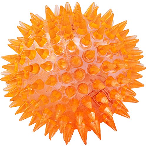 com-four® 4X Blink-Igelball mit LED Licht, Spielball, Blinkflummi, Stachelball, Mitgebsel für Kindergeburtstag, Gummiball Spielzeug - Massageball, Springball, Leuchtball Ø 7 cm [Auswahl variiert]