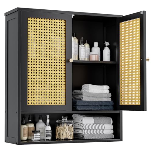 vovala Badezimmer-Wandschrank, Bambus-Aufbewahrungsorganisator über...