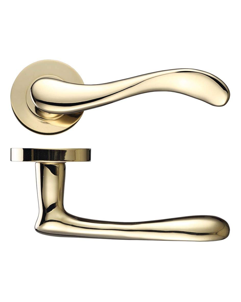 DAT030PVD Imola Lever on Round Rose Polished Anti Tarnish Brass