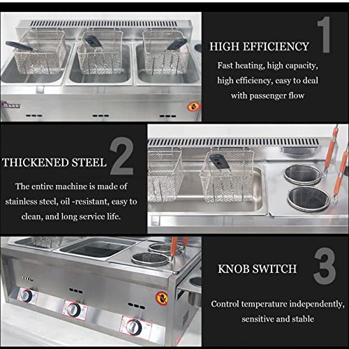 Gewerbliche Gas Fritteuse mit Frittierkorb und Deckel,Dreifach Tank Fritteuse Maschine Einstellbare Feuerkraft,für Küche/Restaurant/Fast Food Restaurant – Bild 6