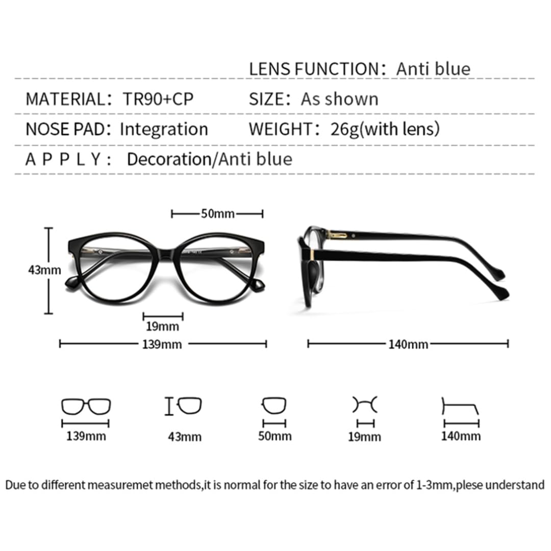 Occhiali anti luce blu da donna con lenti trasparenti Tr90 rotondi in acetato leopardato (montatura marrone rosa)