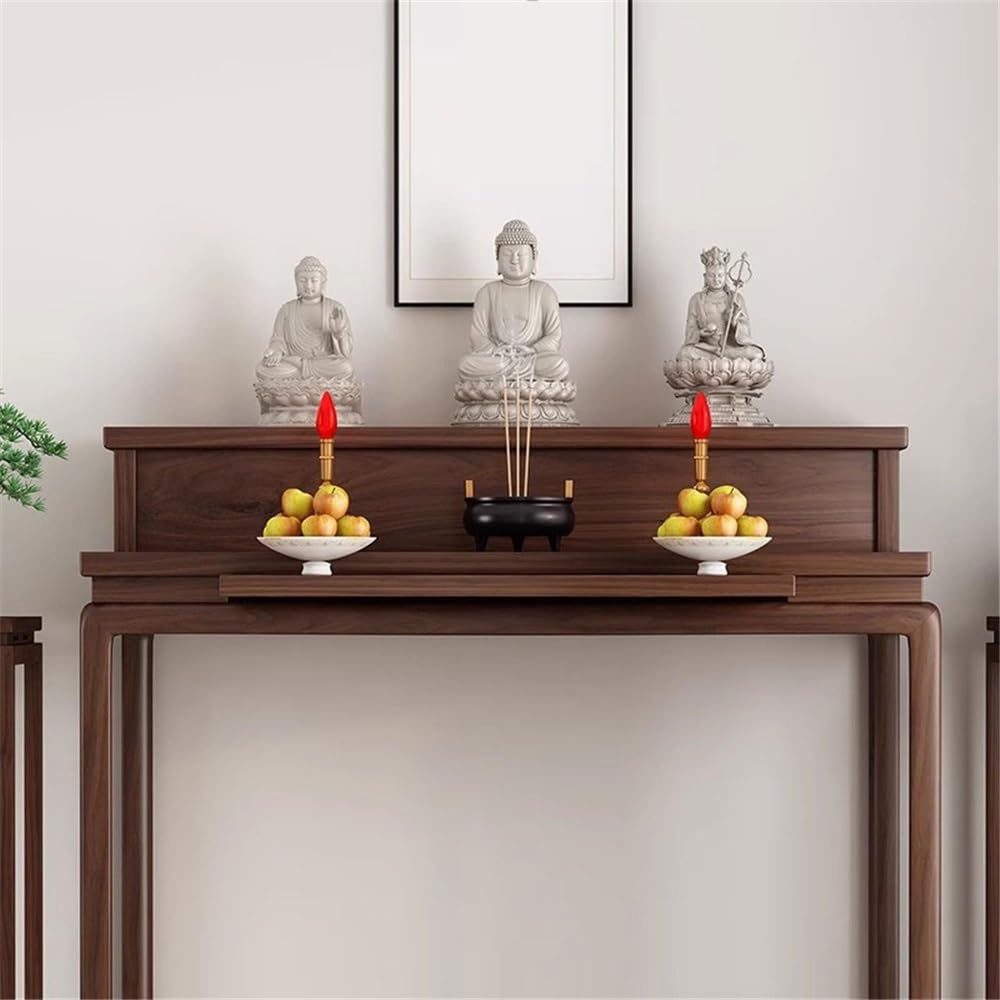 Mobiletto Omaggio all'incenso in stile cinese for la casa moderna | Tavolo Buddha altare basso in noce nera(Piccolo)