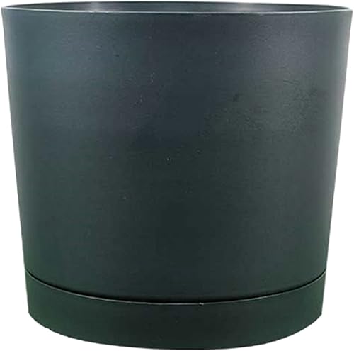 Miniatura 1 de FRAKYEN Macetas de plástico negro de 8 pulgadas para interiores con agujeros de drenaje y platillos, macetas modernas para plantas de interior,