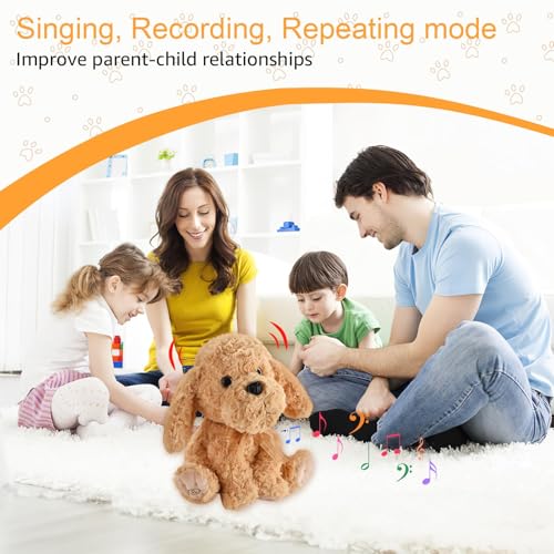 GOBRILLFUN Interaktives singendes Plüschtier – Hund Stofftiere Aufzeichnen & Wiederholen, was Sie Sagen, 8 Lieder, Kopf- & Ohrbewegungen, Geburtstag Weihnachten für Kleinkinder Alter 3 4 5 6