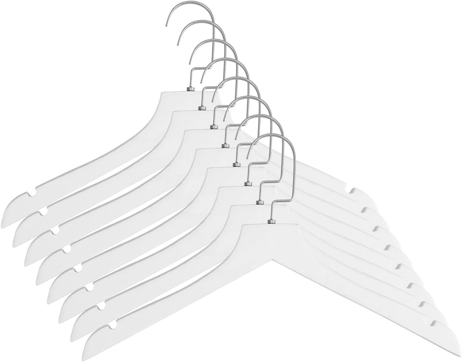 8pcs White Coat Hanger Drying Rack Extra Wide Shoulder Wooden Clothes for Coats, Jackets,Suits