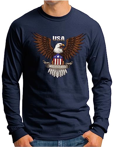 T-shirt manches longues pour homme motif aigle américain USA OM3 toutes tailles