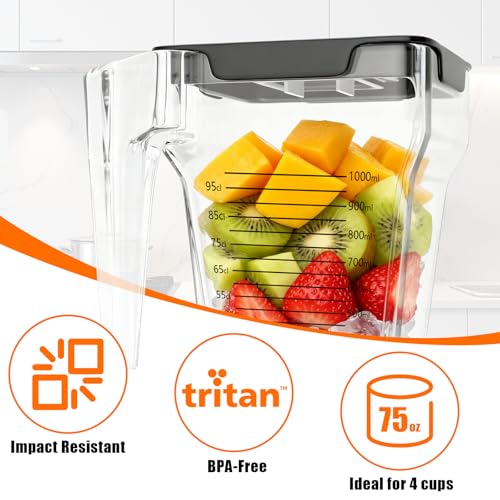 75 oz Blender Jar for Blendtec Four-sided Blender Pitcher Replacement Fits for Blendtec Blenders All Models - 32 oz Blending Capacity | Single Stainless Blade - Image 4
