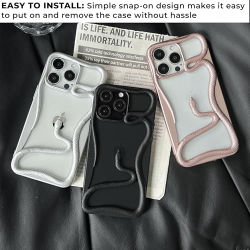 Image of Kraptick Slim iPhone 16 Pro Case - Thermoplastic Mobile Cover with Hollow Snake Design Phone Case Lightweight, Durable & Stylish Fit for iPhone 16 Pro -(Matte Black)
