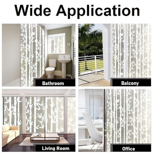 Image of COLORMATE Premium Vinyl Stained Frosted Window Glass Film (12x60 Inch) - Self-Adhesive Wallpaper Sticker Opaque Tint Cling for Window Glass Privacy Cover, Door, Office, Home.| Anti-UV. White Bamboo