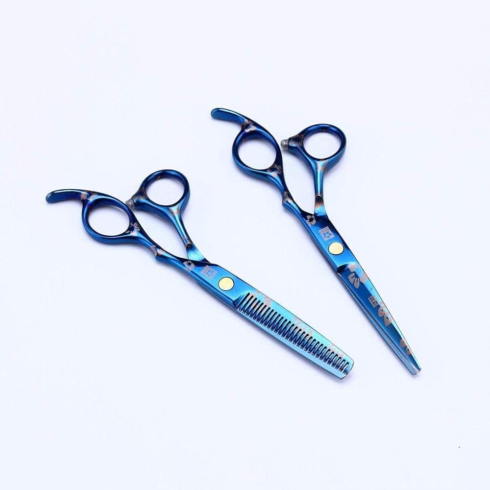 Forbici da Parrucchiere con Elegante Stampa Blu Resistente Acciaio Giapponese J2 per Parrucchieri O Uso Domestico