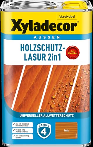 Xyladecor Holzschutz-Lasur 2in1, Universeller Allwetter-Schutz...