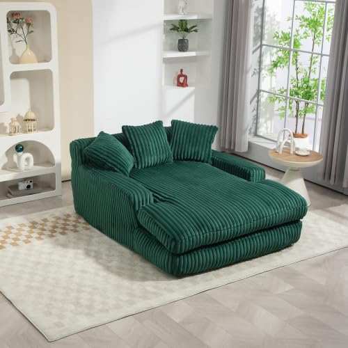 chellago Bodensofa Cloud Couch mit 3 Kissen, Cord Sofa Einzelsitzer 125x155 cm, Tiefe Sitzfl채che Schaumstofff체llung, ohne Montage f체r Wohnzimmer Wohnung B체ro, Smaragdgr체n