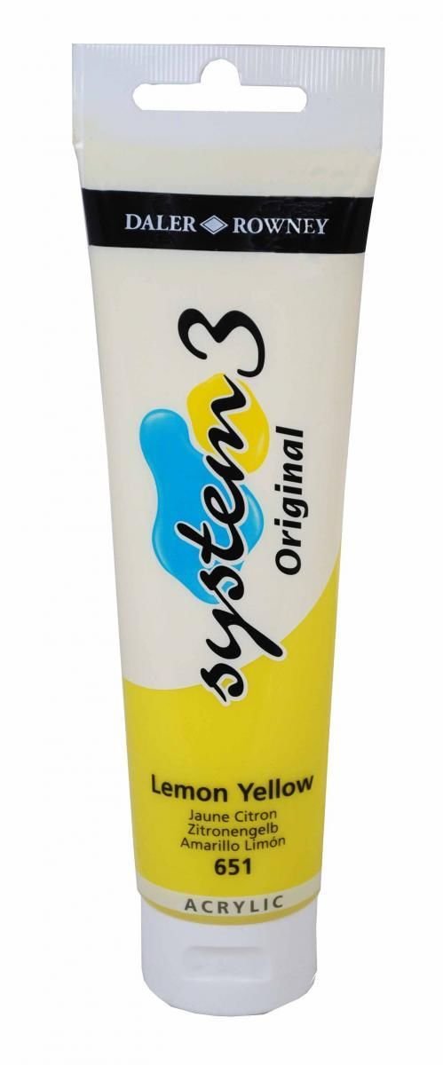 Daler Rowney System 3 Original Acrylic Paint 150ml Tubes - Lemon Yellow
