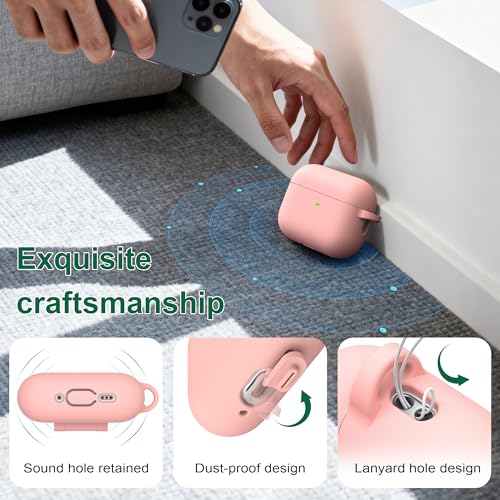 Image of R-fun for AirPods Pro 3rd Generation Case with Cleaner Kit, Soft Silicone Protective Case Cover for Apple AirPod Pro 3 for Women Men, AirPods Pro Case Accessories with Keychain, Sand Pink