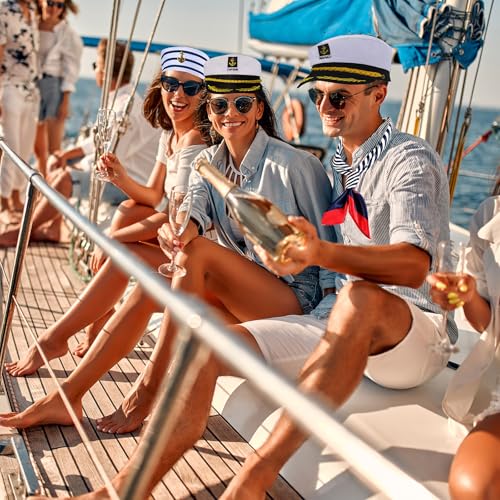 DPLin Yacht Captain Sailor Accessories Costume include Captains hats Men, Sailor Hat Women,Scarf, Sunglasses Halloween Dressing up Party