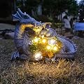 Yardancer Dragon Solar Garden Statues Outdoor Decoration with Succulent and 6 LED Lights,Dragon Figurine Solar Lights Lawn Décor,Outside Statue Ornament for Patio, Balcony, Yard,Unique Gift for Mom