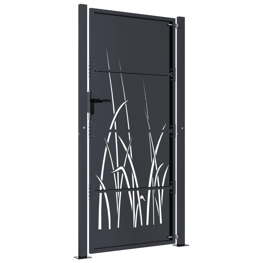 Willood Puerta de jardín acero gris antracita diseño hierba 105x180 cm