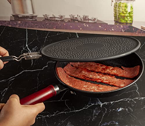 Silicone Splatter Guard 13-Inch, Silicone Splatter Screen for Frying Pan Oil Splash Guard with Foldable Handle - Image 3